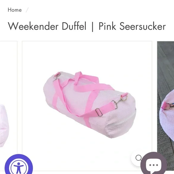 NWT Weekender duffel in pink seersucker